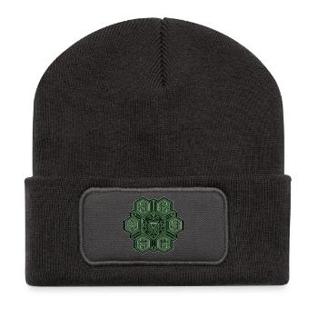 Green Mandala Sacred Geometry Pattern Yoga Goa - Recycled Patch Beanie - dark grey - Front