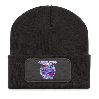 Radical Beats – 80s Retro Boombox Design - Recycled Patch Beanie - dark grey - Front