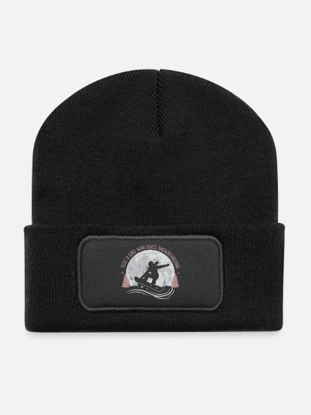 Just a Girl Who Loves Snowboarding - Recycelte Patch Beanie - Schwarz