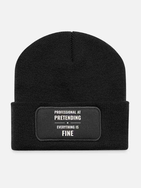 Faire semblant que tout va bien - Beanie recyclé à patch - noir
