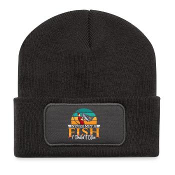 Fischer Sportfischer Angeln Angler Spruch - Recycelte Patch Beanie - Dunkelgrau - Vorne