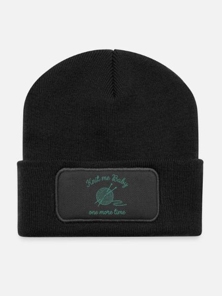KNIT me baby fun Hoodie for Knitwear Fans petrol - Recycled Patch Beanie - black