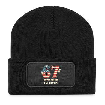 US Flag 67 Memes Six Seven - Beanie recyclé à patch - noir - Devant