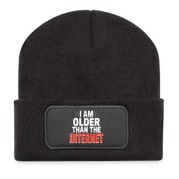 Je suis plus âgé qu’Internet - T-shirt à citation drôle - Beanie recyclé à patch - charbon - Devant