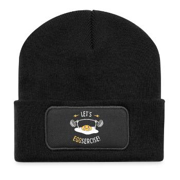 On va faire du Eggsercise ! - Beanie recyclé à patch - noir - Devant