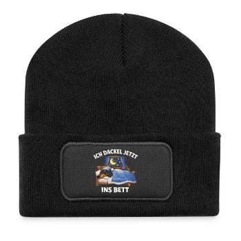 Offizielles Dackel Schwarz Ich dackel jetzt ins  - Recycelte Patch Beanie - Schwarz - Vorne