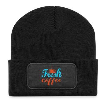 Fresh coffee - colorful inscriptions - Recycled Patch Beanie - black - Front