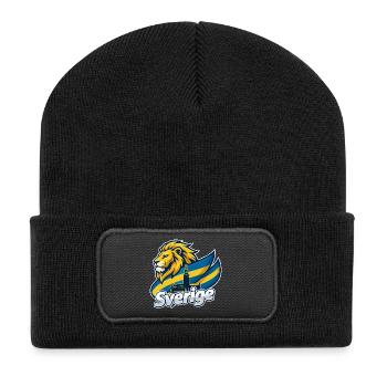 Schwedische Löwenflagge - Recycelte Patch Beanie - Schwarz - Vorne