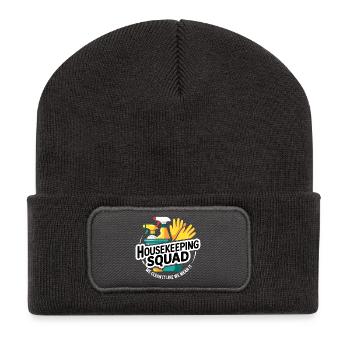 Conception de nettoyage amusante - Beanie recyclé à patch - charbon - Devant
