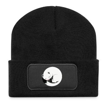 Cute sleeping ermine minimalist style - Recycled Patch Beanie - black - Front