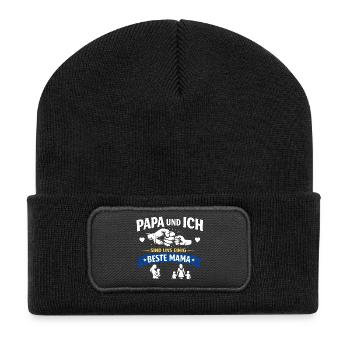 Papa Ich Beste Mama - Recycelte Patch Beanie - Schwarz - Vorne