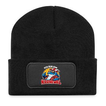 Karnewal Kölle Fasching Niedlich - Recycelte Patch Beanie - Schwarz - Vorne