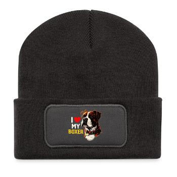 I love my boxer - Recycled Patch Beanie - dark grey - Front