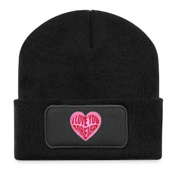 Cœur avec l’inscription Je t’aimerai pour toujours - Beanie recyclé à patch - noir - Devant