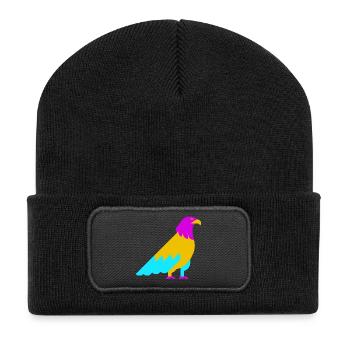 Farbenfroher abstrakter Adler - Recycelte Patch Beanie - Schwarz - Vorne