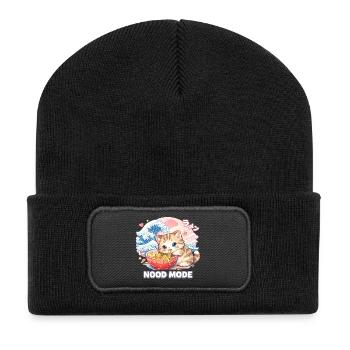 Ramen Katze Kanagawa - Recycelte Patch Beanie - Schwarz - Vorne
