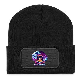 Ramen Noodles Cat Lover Retro Kawaii Cats - Recycled Patch Beanie - black - Front