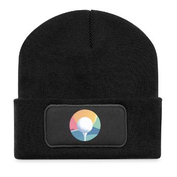 Balle de golf dans un motif discret de golf coloré coloré - Beanie recyclé à patch - noir - Devant