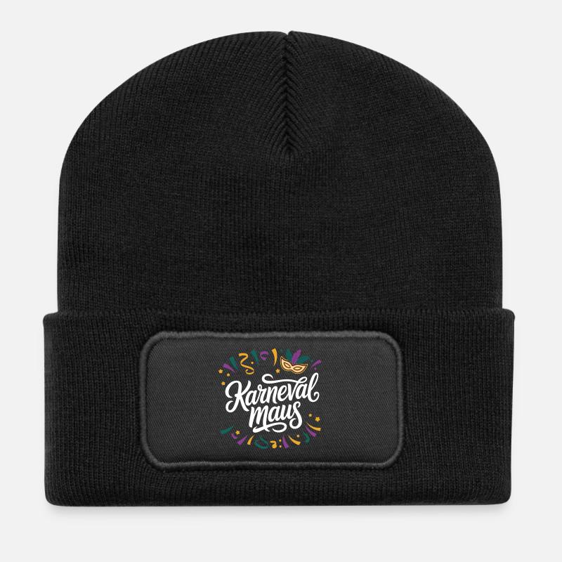 Karnevalmaus - Recycelte Patch Beanie - Schwarz