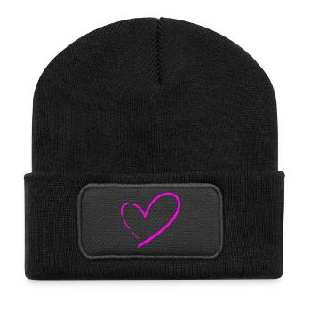 Herz Herzen - Recycelte Patch Beanie - Schwarz - Vorne