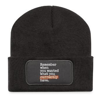 Souvenez-vous quand vous vouliez de la gratitude Pleine conscience - Beanie recyclé à patch - charbon - Devant