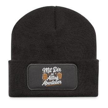 Avec toi, c’est la vie quotidienne aventure sac à dos amoureuse - Beanie recyclé à patch - charbon - Devant