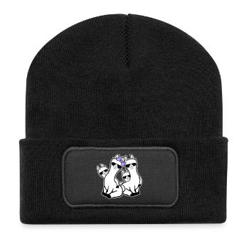 Lamas Mama Kinder Familie Vater Papa Sonnenbrille - Recycelte Patch Beanie - Schwarz - Vorne