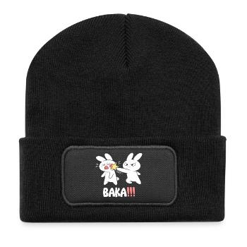 Baka Rabbit Slap Anime Otaku japonais drôle - Beanie recyclé à patch - noir - Devant