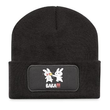 Baka Rabbit Slap Anime Otaku japonais drôle - Beanie recyclé à patch - charbon - Devant