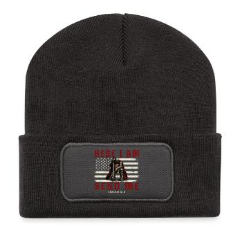 Here I Am Send Me Isaiah 6 8 Christian Patriot - Recycled Patch Beanie - dark grey - Front