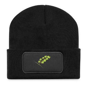 Leaf Branch Maple - Watercolor - Recycled Patch Beanie - black - Front