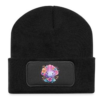 Flower mussel with cheerful flowers - Recycled Patch Beanie - black - Front