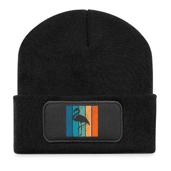 Flamingo Neon Tropical Stripes - Recycled Patch Beanie - black - Front