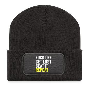 Fuck Off Get Lost Repeat - Recycled Patch Beanie - dark grey - Front