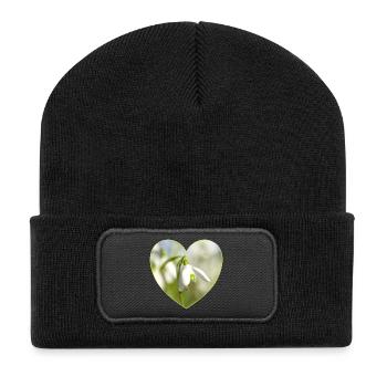 Conception du Cœur du Perce-Neige - Beanie recyclé à patch - noir - Devant