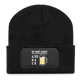 Bier Humor Shirt für Männer - Recycelte Patch Beanie - Schwarz - Vorne