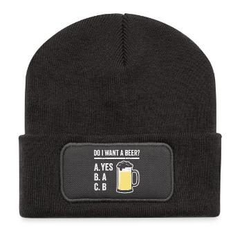 Bier Humor Shirt für Männer - Recycelte Patch Beanie - Dunkelgrau - Vorne