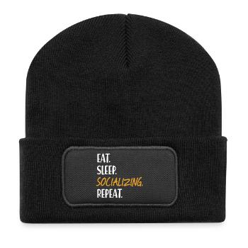 EAT SLEEP SOCIALIZING Be sociable Networking - Recycled Patch Beanie - black - Front