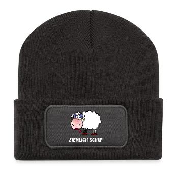 Pretty Sheep Cartoon Heart - Recycled Patch Beanie - dark grey - Front