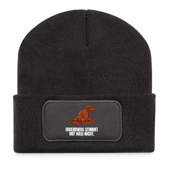 Pâques du lapin en chocolat - Beanie recyclé à patch - charbon - Devant