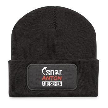 So gut kann nur ein Anton aussehen - Recycelte Patch Beanie - Dunkelgrau - Vorne