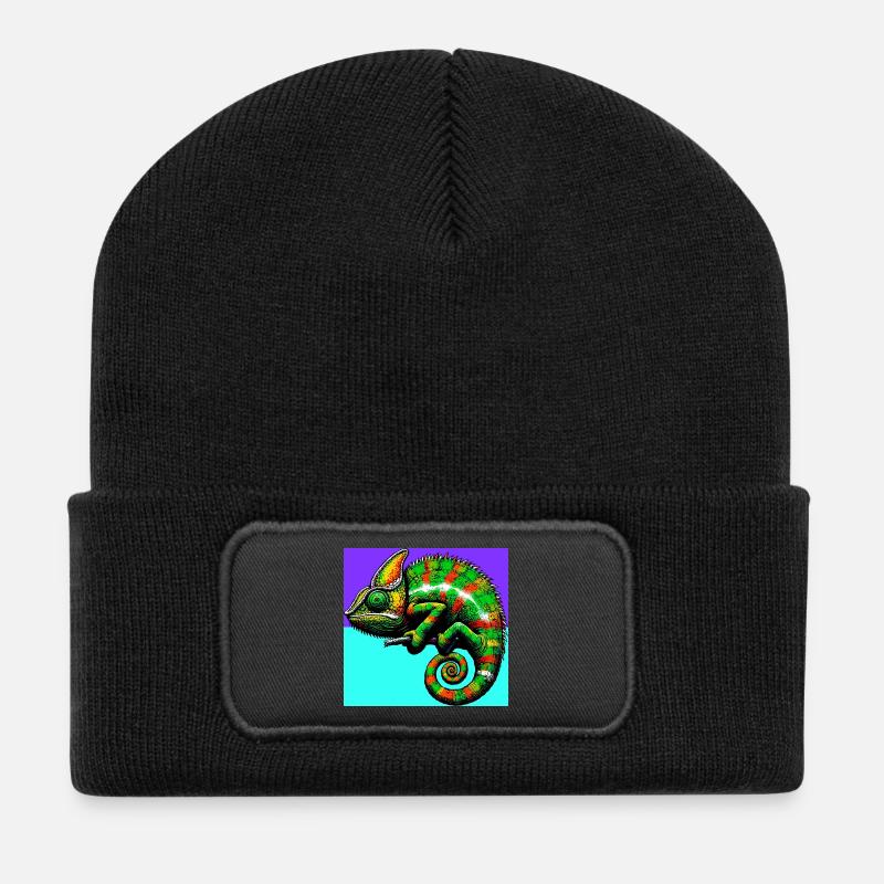 Chamäleon - Recycelte Patch Beanie - Schwarz