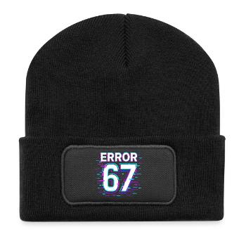 Idée de cadeau Error 67 Six Seven Glitch Cyber Meme - Beanie recyclé à patch - noir - Devant