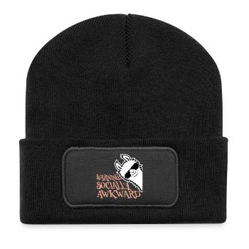 Lama Warning Socially Awkward Sonnenbrille Alpaka - Recycelte Patch Beanie - Schwarz - Vorne