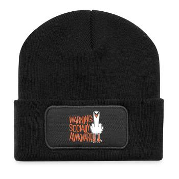 Avertissement : mouette socialement maladroite, majeur coquin - Beanie recyclé à patch - noir - Devant