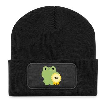 Badge certifié Grenouille Collante - Beanie recyclé à patch - noir - Devant