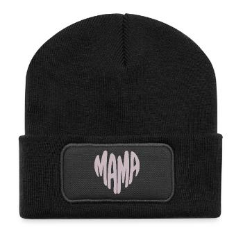 Mom Heart Typography - Recycled Patch Beanie - black - Front
