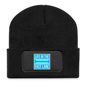 La vie dans la piscine flottante à toute vitesse, drôle de diction - Beanie recyclé à patch - noir - Devant