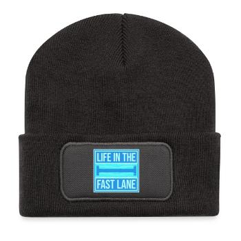 Life In The Fast Lane Schwimmer Lustig Pool Spruch - Recycelte Patch Beanie - Dunkelgrau - Vorne