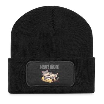  Heute Nicht Müde Katze Mit Kaffee Für - Recycelte Patch Beanie - Schwarz - Vorne